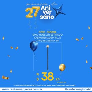 Eixo Mueller Estriado C/engrenagem Plus Cmp/belissima sm