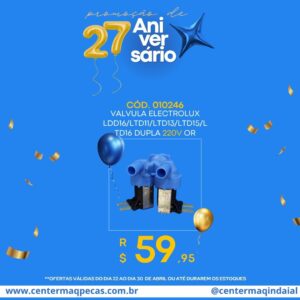 Valvula Electrolux Ldd16/ltd11/ltd13/ltd15/ltd16 Dupla 220v or